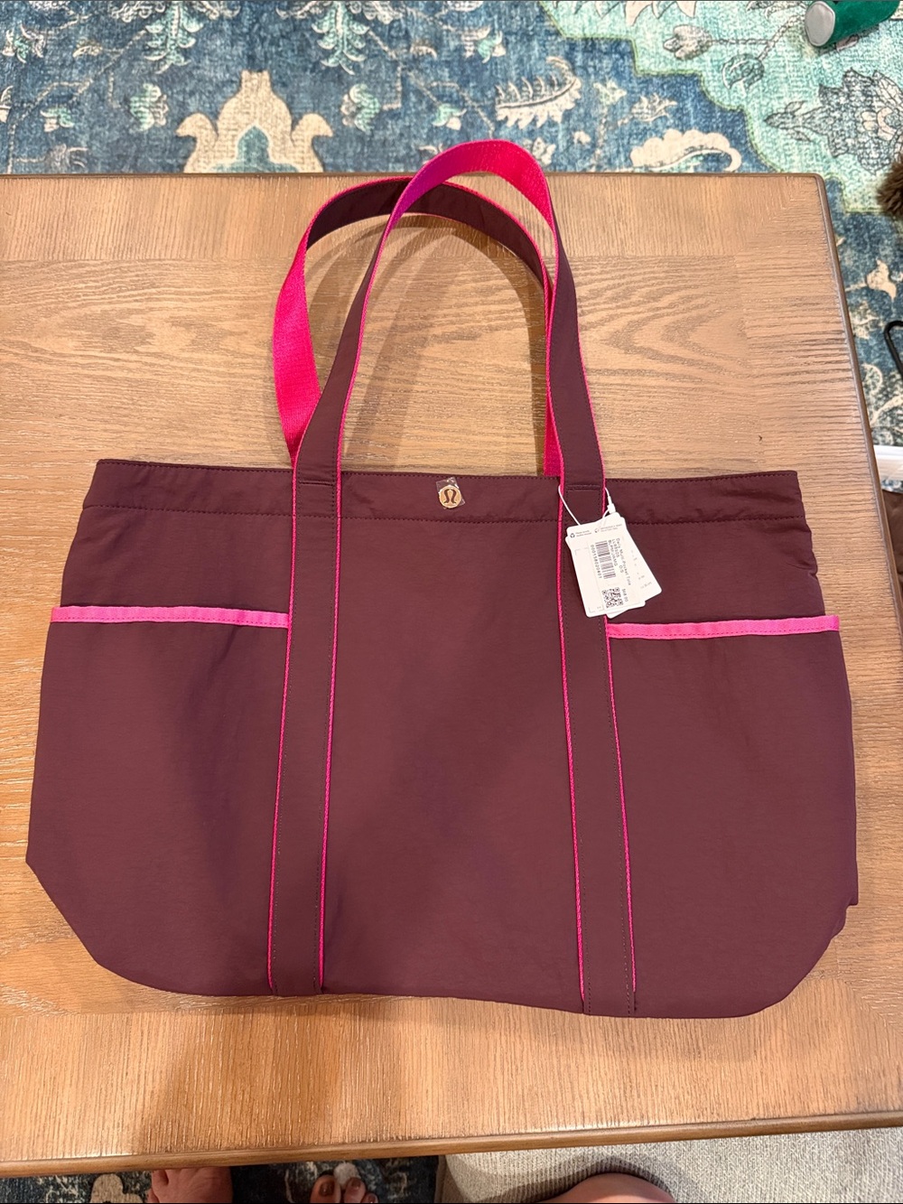 lululemon athletica Maroon Tote with Pink Accents